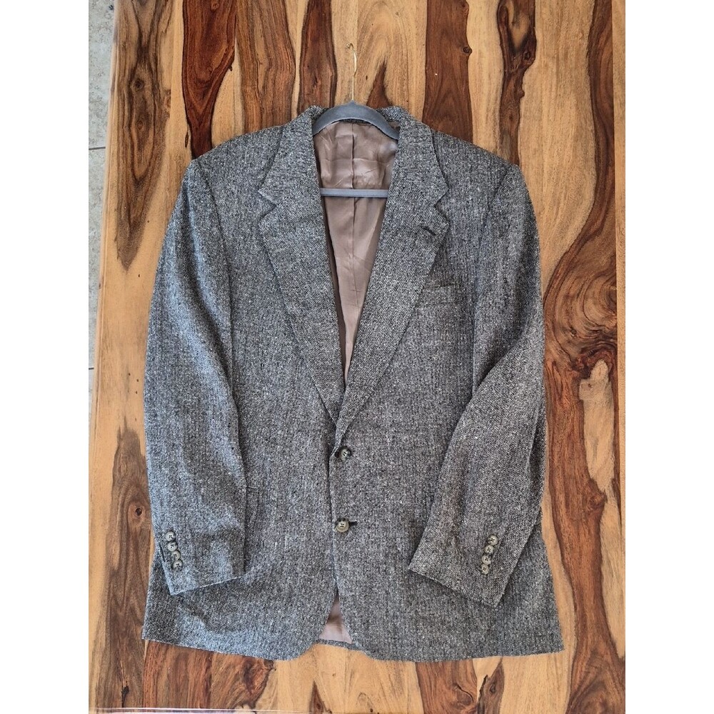 Vtg. Robert Stock Wool Textured Blazer 43 Long